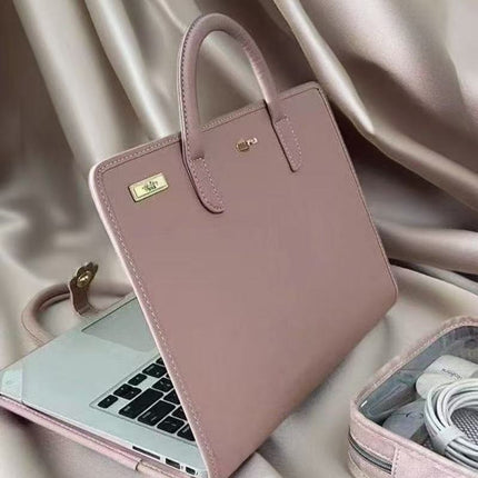 14 Inch Laptop Carry Case with Handles PU Leather Protective Sleeve Cover for Women Office and Study Work-in-Case Design.