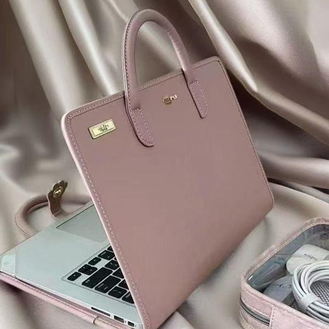 14 Inch Laptop Carry Case with Handles PU Leather Protective Sleeve Cover for Women Office and Study Work-in-Case Design.