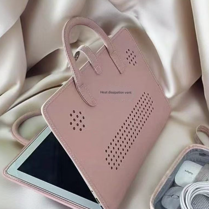 14 Inch Laptop Carry Case with Handles PU Leather Protective Sleeve Cover for Women Office and Study Work-in-Case Design.
