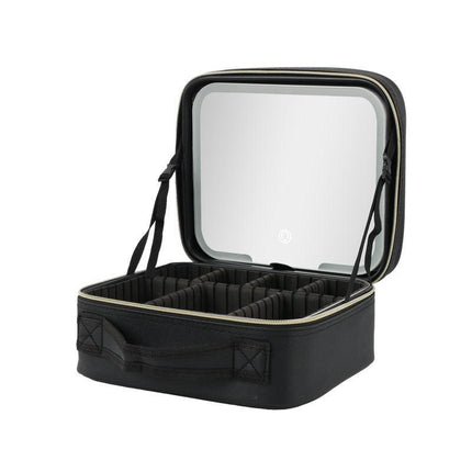 Portable Makeup Case with LED Light Mirror Travel Cosmetic Bag Organiser Adjustable Dividers Large Capacity Vanity Box for Women.