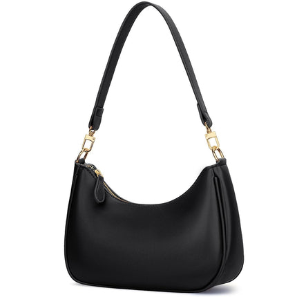 Women's Retro Shoulder Bag Classic 90s Style Underarm Purse Faux Leather Crescent Hobo Handbag with Zipper for Daily Use and Evening.