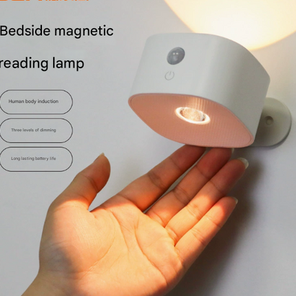 White Rechargeable Motion Sensor Wall Light Dual Light Source Magnetic LED Night Lamp with 3 Brightness Levels and Type-C Charging for Hallway and Bedroom