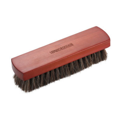 2 Pack Brown 18*5cm Premium Horsehair Shoe Brush Set Solid Wood Handle Soft Bristles Leather Care Kit for Polishing Boots Bags and Car Seats.