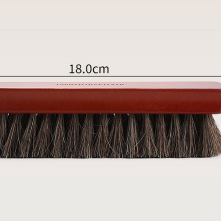 2 Pack Brown 18*5cm Premium Horsehair Shoe Brush Set Solid Wood Handle Soft Bristles Leather Care Kit for Polishing Boots Bags and Car Seats.