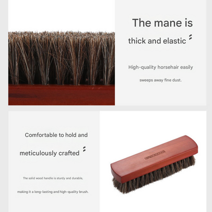 2 Pack Brown 18*5cm Premium Horsehair Shoe Brush Set Solid Wood Handle Soft Bristles Leather Care Kit for Polishing Boots Bags and Car Seats.