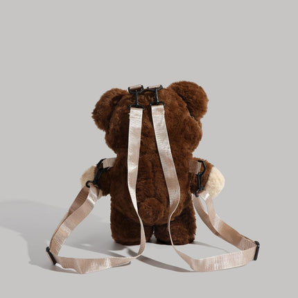 Beige Bear Cute Plush Teddy Bear Backpack Stuffed Animal Rucksack Convertible Shoulder Bag for Girls and Teens Brown Novelty Gift.