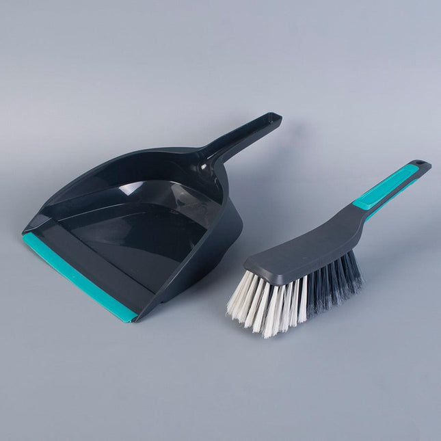 2-Piece Handheld Dustpan and Brush Set Mini Broom with Soft Rubber Lip for Kitchen Desktop Car and Camping Cleaning.