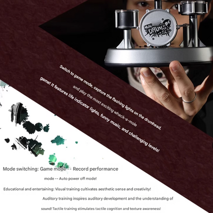 Mini Electronic Finger Drum Set Touch Sensitive Desktop Percussion Toy with Light-Up Game Mode Novelty Gift for Kids and Musicians.