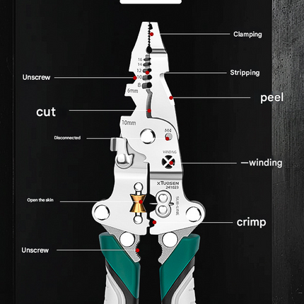 Multi-Function Wire Stripper and Crimper Pliers 210mm All-in-One Electrical Tool for Cutting Stripping and Winding - Ideal for Professional and DIY Use.