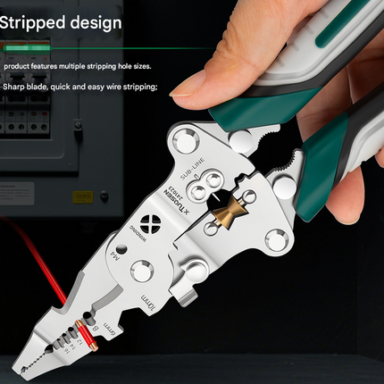 Multi-Function Wire Stripper and Crimper Pliers 210mm All-in-One Electrical Tool for Cutting Stripping and Winding - Ideal for Professional and DIY Use.