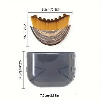 Two-piece Facial Contour and Massage Brush with Storage Case - Soft High-Density Bristles for Face Neck & Lymphatic Care - Portable Ergonomic Design (Wood Pattern).