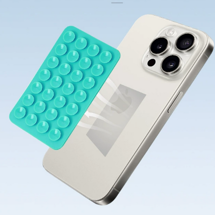 Lake Green 10 Pack Rectangular Silicone Suction Phone Mount Holder - 28 Cup Adhesive Sticky Pad for Hands-Free Selfies & Videos - Universal Grip for Mirrors & Glass.