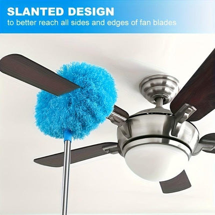 Orange 4 Pack Telescopic Microfiber Duster with Extendable Stainless Steel Pole - Anti-Static Ceiling Fan Cleaning Tool for High Reach & Tight Gaps - Washable & Compact Design (33cm - 80cm).