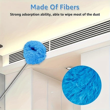 Orange 4 Pack Telescopic Microfiber Duster with Extendable Stainless Steel Pole - Anti-Static Ceiling Fan Cleaning Tool for High Reach & Tight Gaps - Washable & Compact Design (33cm - 80cm).