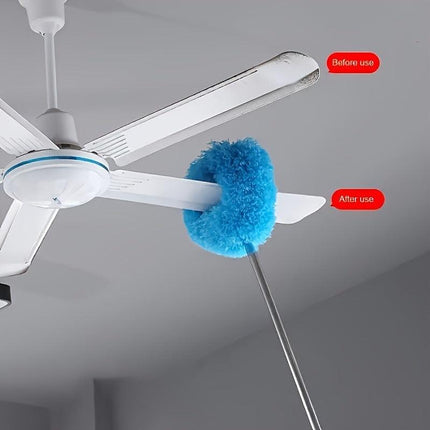 Orange 4 Pack Telescopic Microfiber Duster with Extendable Stainless Steel Pole - Anti-Static Ceiling Fan Cleaning Tool for High Reach & Tight Gaps - Washable & Compact Design (33cm - 80cm).