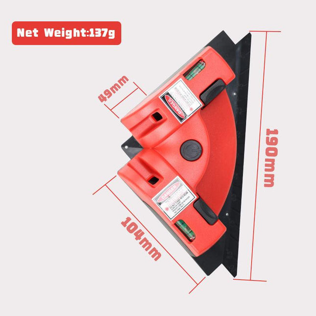 Red 90 Degree Laser Square Level Tool - Right Angle Line Projector for Tiling & Flooring Layout - Dual Bubble Alignment Aid for DIY Renovation (190mm).