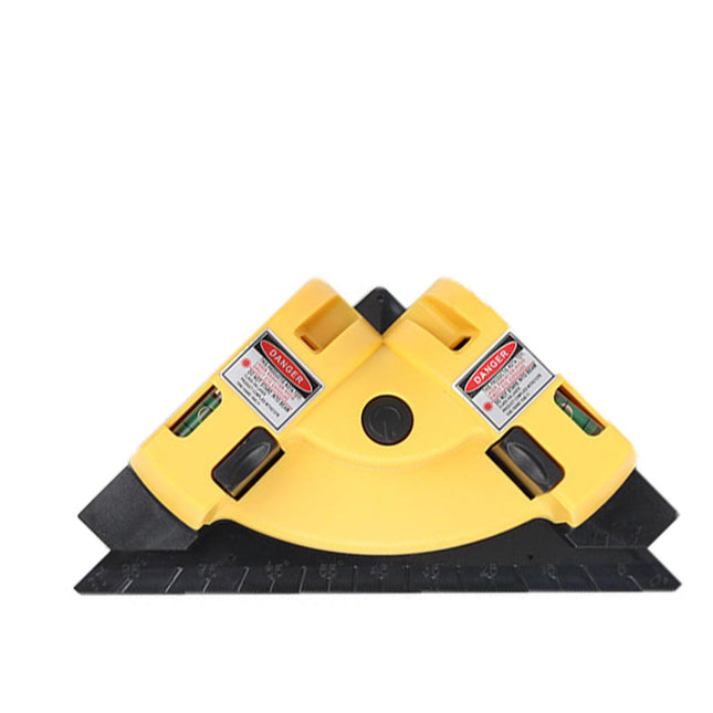 Yellow 90 Degree Laser Square Level Tool - Right Angle Line Projector for Tiling & Flooring Layout - Dual Bubble Alignment Aid for DIY Renovation (190mm).