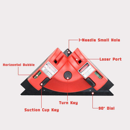Yellow 90 Degree Laser Square Level Tool - Right Angle Line Projector for Tiling & Flooring Layout - Dual Bubble Alignment Aid for DIY Renovation (190mm).