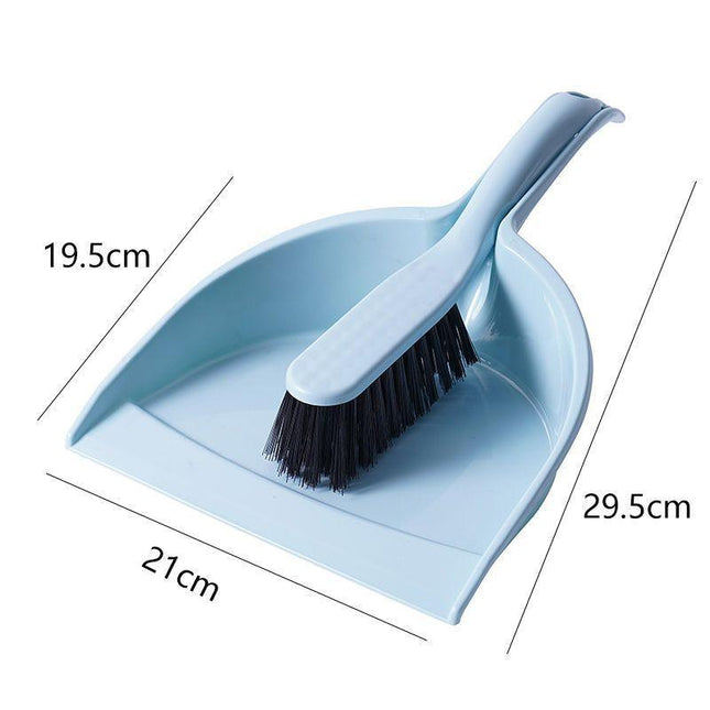 Blue Mini Dustpan and Brush Set Handheld Sweeping Broom with Rubber Lip for Desktop Kitchen Car and Camping Cleaning.