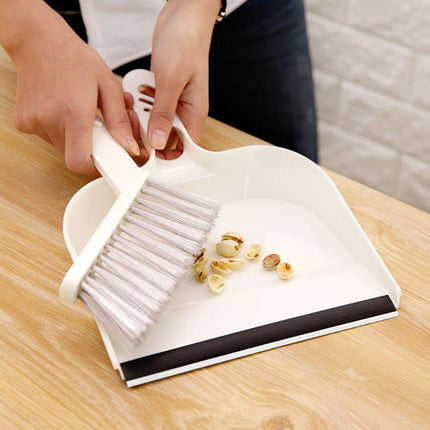 Blue Mini Dustpan and Brush Set Handheld Sweeping Broom with Rubber Lip for Desktop Kitchen Car and Camping Cleaning.