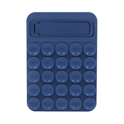 Navy Blue 4 Pack Silicone Suction Phone Mount with Foldable Kickstand - Adhesive Sticky Grip Pad for Mirrors & Glass - 2-in-1 Hands-Free Holder for Content Creation.