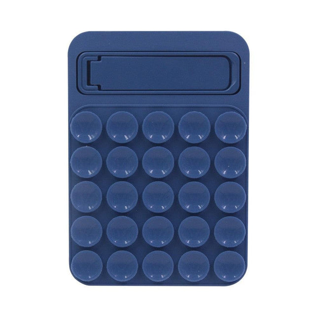 Navy Blue 4 Pack Silicone Suction Phone Mount with Foldable Kickstand - Adhesive Sticky Grip Pad for Mirrors & Glass - 2-in-1 Hands-Free Holder for Content Creation.