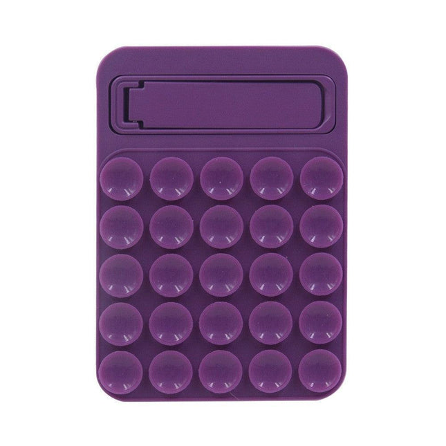 Purple 4 Pack Silicone Suction Phone Mount with Foldable Kickstand - Adhesive Sticky Grip Pad for Mirrors & Glass - 2-in-1 Hands-Free Holder for Content Creation.