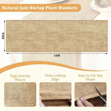 40in x 10ft Natural Jute Burlap Plant Blankets - High Density Winter Frost Protection for Australian Gardens and Trees.