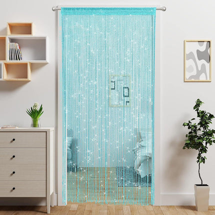Blue 2 Pack Sparkle String Door Curtains 100x200cm Glitter Sequin Tassel Room Divider for Australian Home Decor and Parties.
