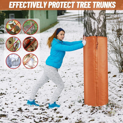 2 Pack Insulated Tree Trunk Protectors 100cm Height Winter Frost Covers for Palm Trees and Saplings - Triple Layer Thermal Garden Plant Protection.
