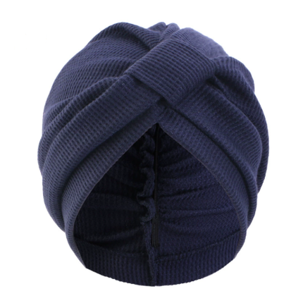 Navy Blue 3 Pack Women's Cotton Waffle Knit Turban Headwrap - Thickened Indian Style Beanie Cap - One Size Fits All for Australian Daily Wear.
