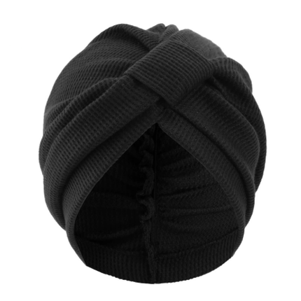 Black 3 Pack Women's Cotton Waffle Knit Turban Headwrap - Thickened Indian Style Beanie Cap - One Size Fits All for Australian Daily Wear.