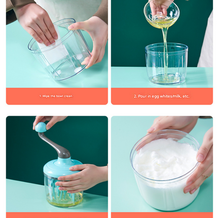 Green-blue Manual Hand-Crank Rotary Egg Beater and Cream Whisk - Large Capacity Baking Mixer for Australian Home Kitchens and Cake Making.