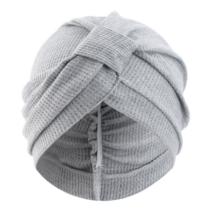 Grey 3 Pack Women's Cotton Waffle Knit Turban Headwrap - Thickened Indian Style Beanie Cap - One Size Fits All for Australian Daily Wear.