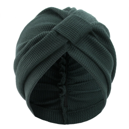 Green 3 Pack Women's Cotton Waffle Knit Turban Headwrap - Thickened Indian Style Beanie Cap - One Size Fits All for Australian Daily Wear.
