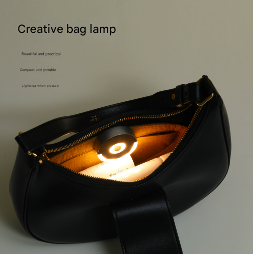 2 Pack Mini LED Handbag Light Ultra-Thin 18mm Round Purse Light for Finding Keys in Dark Bags, Outdoor Cycling and Night.