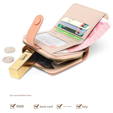 Grey Women's Short PU Leather Wallet 2 Pack - Fashion Lychee Grain Purse with Multi Card Slots and Zipper Coin Pocket - Compact Organiser for Daily Use.