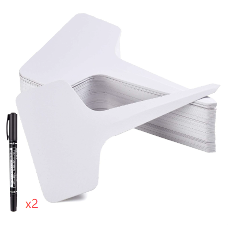 White 200 Pack Waterproof Plant Labels T-Type Garden Tags with 2 Marking Pens for Succulents Flowers Seedlings and Aussie Home Gardening Identification.
