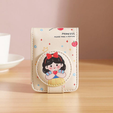 Princess 2 Pack Mini Lipstick Case with Mirror Cute Design Small Makeup Pouch 9.5cm for Handbag Travel Portable Storage.