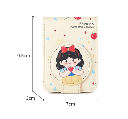 Girl 2 Pack Mini Lipstick Case with Mirror Cute Design Small Makeup Pouch 9.5cm for Handbag Travel Portable Storage.