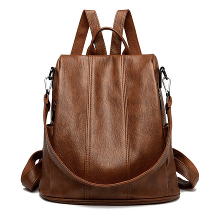 Brown Women's Anti-Theft Backpack Purse Soft Faux Leather Convertible Rucksack Shoulder Bag Large Capacity 31cm for Travel Work Daily Use.