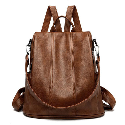 Brown Women's Anti-Theft Backpack Purse Soft Faux Leather Convertible Rucksack Shoulder Bag Large Capacity 31cm for Travel Work Daily Use.