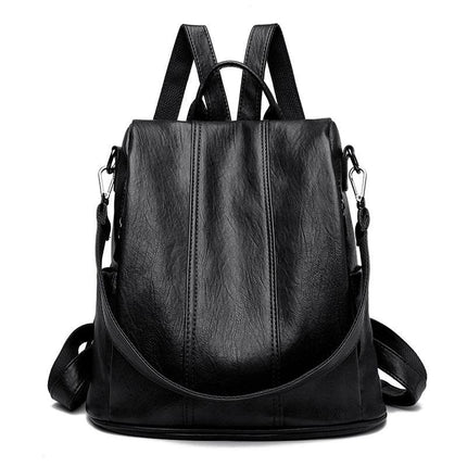 Black Women's Anti-Theft Backpack Purse Soft Faux Leather Convertible Rucksack Shoulder Bag Large Capacity 31cm for Travel Work Daily Use.
