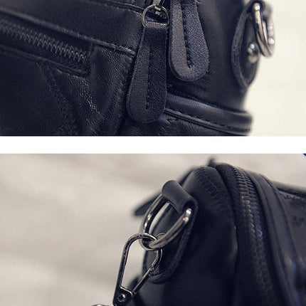 Women's Black Studded Handbag Soft PU Leather Crossbody Shoulder Bag with Rivets Trendy Box Purse 22cm for Travel Party.