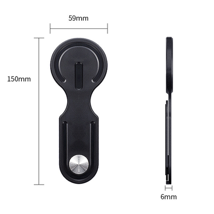 Light Grey Magnetic Laptop Phone Holder Side Mount Expansion Bracket Slim 6mm Foldable Stand with Metal Ring for Dual Screen Work Office Setup.