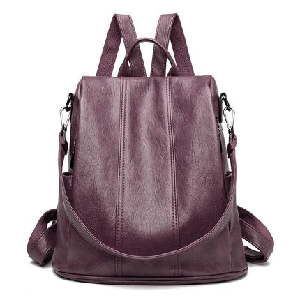 Purple Women's Anti-Theft Backpack Purse Soft Faux Leather Convertible Rucksack Shoulder Bag Large Capacity 31cm for Travel Work Daily Use.