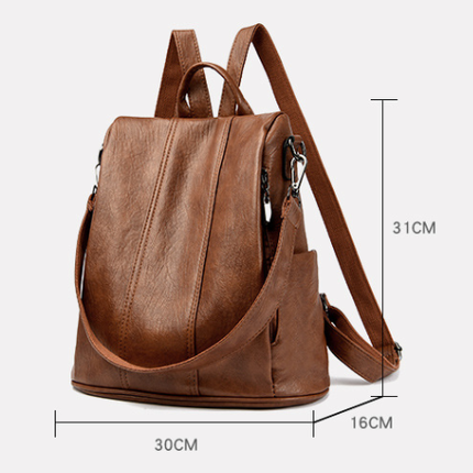 Purple Women's Anti-Theft Backpack Purse Soft Faux Leather Convertible Rucksack Shoulder Bag Large Capacity 31cm for Travel Work Daily Use.