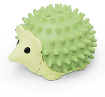 Green 4 Pack Hedgehog Catnip Toys Self Grooming Face Scratcher & Teething Chew Toy Soft Rubber Interactive Play Set for Kittens.