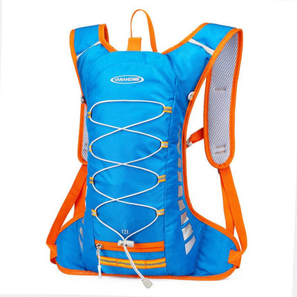 Blue Lightweight Outdoor Sports Backpack Breathable Hiking Daypack Compact Running Cycling Bag with Bungee Storage 45cm for Travel.