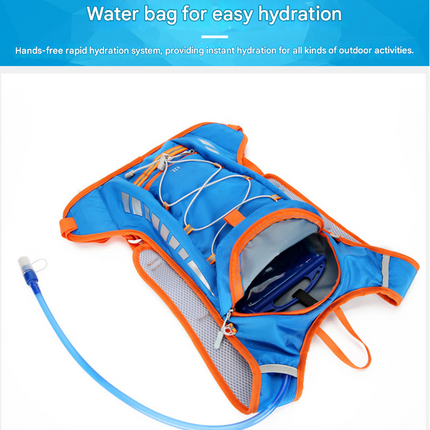 Blue Lightweight Outdoor Sports Backpack Breathable Hiking Daypack Compact Running Cycling Bag with Bungee Storage 45cm for Travel.